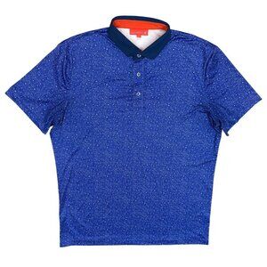 Redvanly Golf Shirt Stretch Short Sleeve Polo Floral Blue Medium